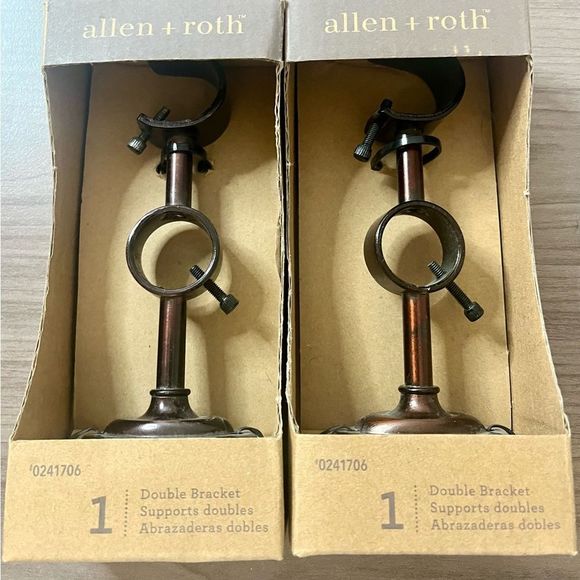 allen+roth Other - NIB- allen + roth Sienna-bronze Zinc Double Curtain Rod Bracket - set of 2